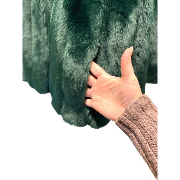 Calvin Klein Faux Fur Cropped Jacket Green Size 1X Glam Maximalist Mobwife Cute - Picture 11 of 16